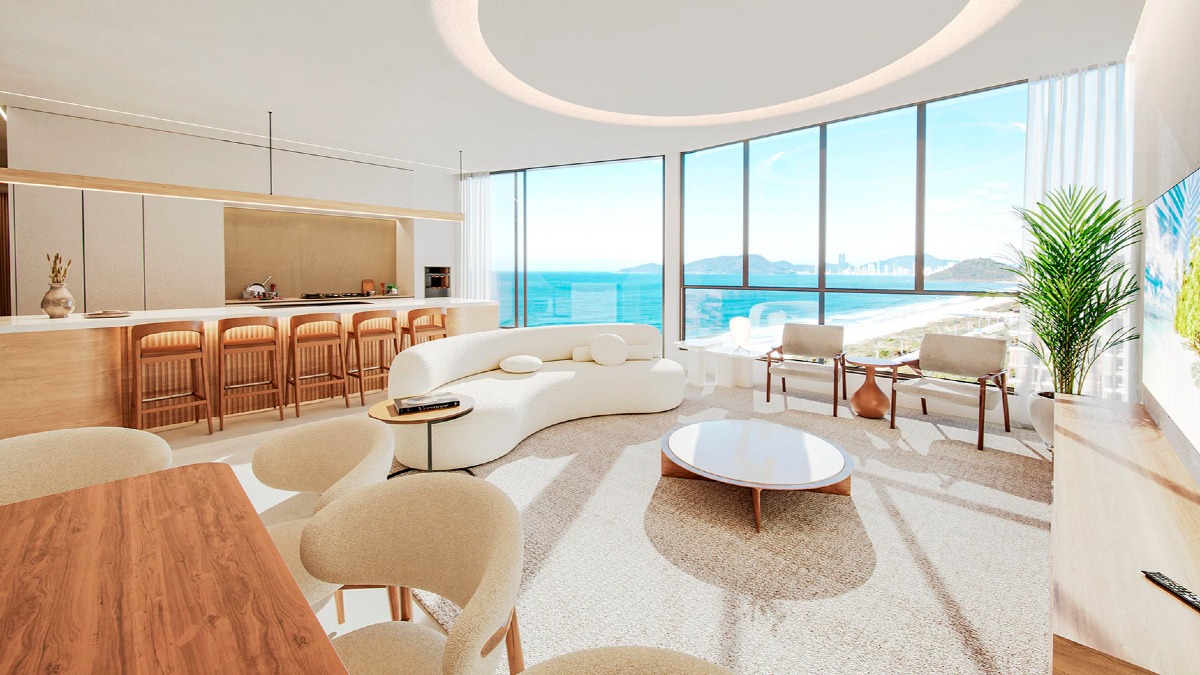 Apartamento no Scenarium com 189m², três suítes, sacada com vista mar na Praia Brava Norte em Itajaí.