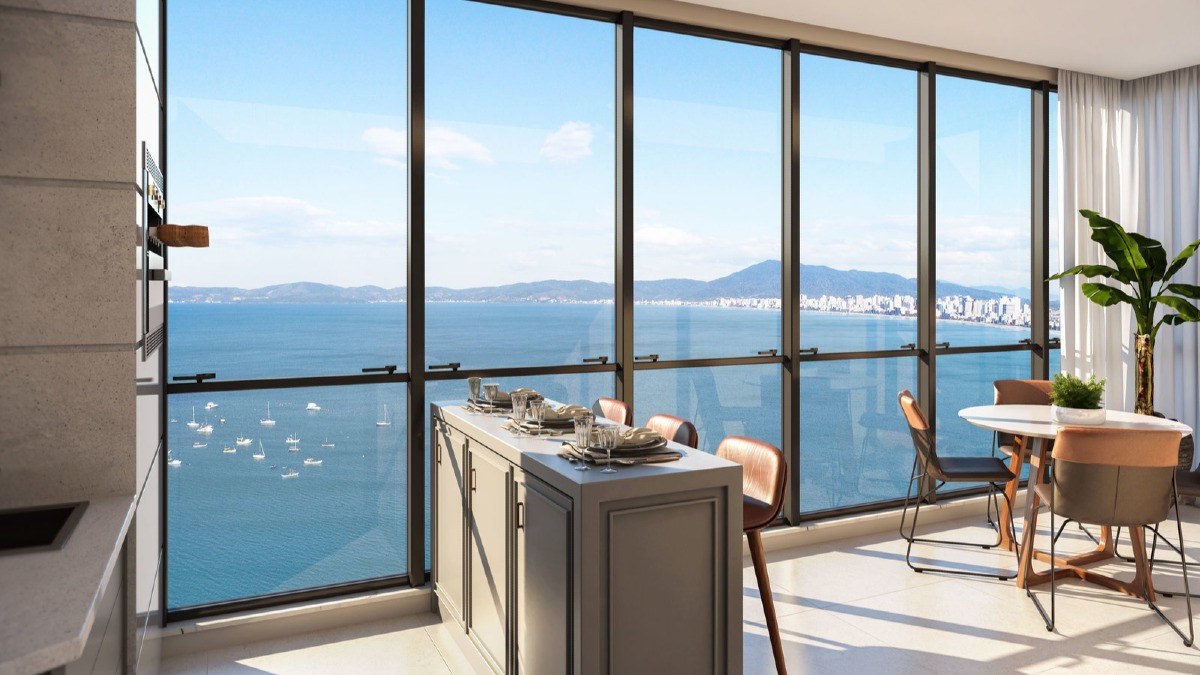 Apartamento com 4 suítes no Number One Tower Frente Mar no Centro em Itapema