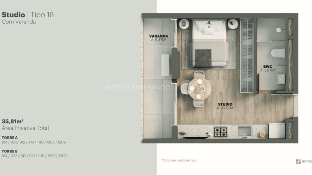 Apartamento com 1 suíte no Vértice Viva Park em Porto Belo