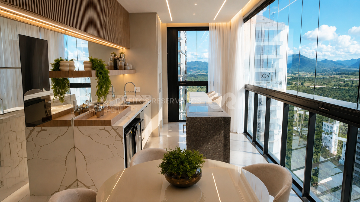 COPA: Apartamento com 4 suítes Doha Tower na Meia Praia Itapema