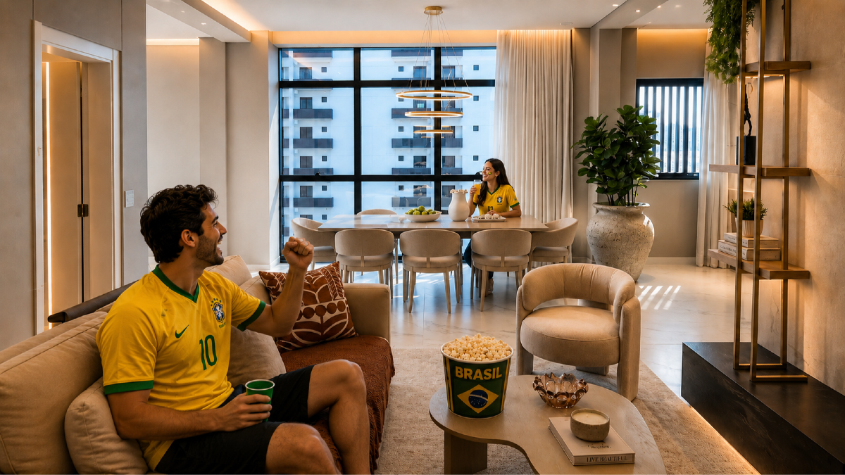 COPA: Apartamento com 4 suítes Doha Tower na Meia Praia Itapema