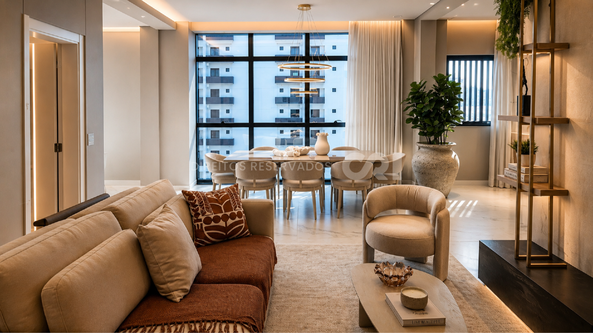 Apartamento com 4 suítes no Doha Tower na Meia Praia em Itapema