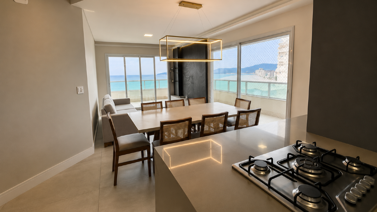 Apartamento com vista mar no Praia de Belo Residence com 3 Suítes no Perequê, Porto Belo