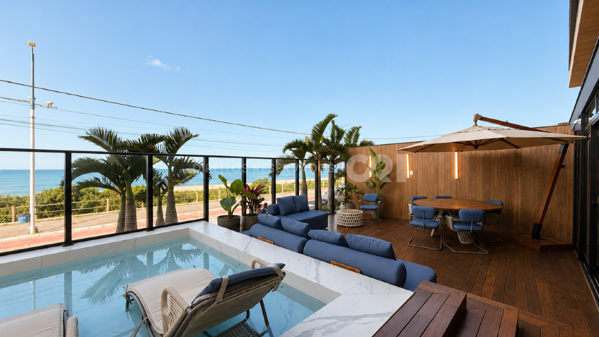 Garden duplex frente mar com 4 suítes no Sunrise na Praia Brava em Itajaí 
