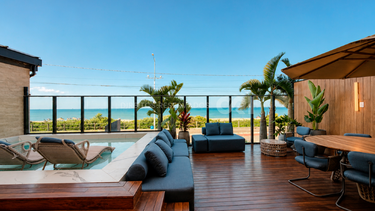 Garden duplex frente mar com 4 suítes no Sunrise na Praia Brava em Itajaí 