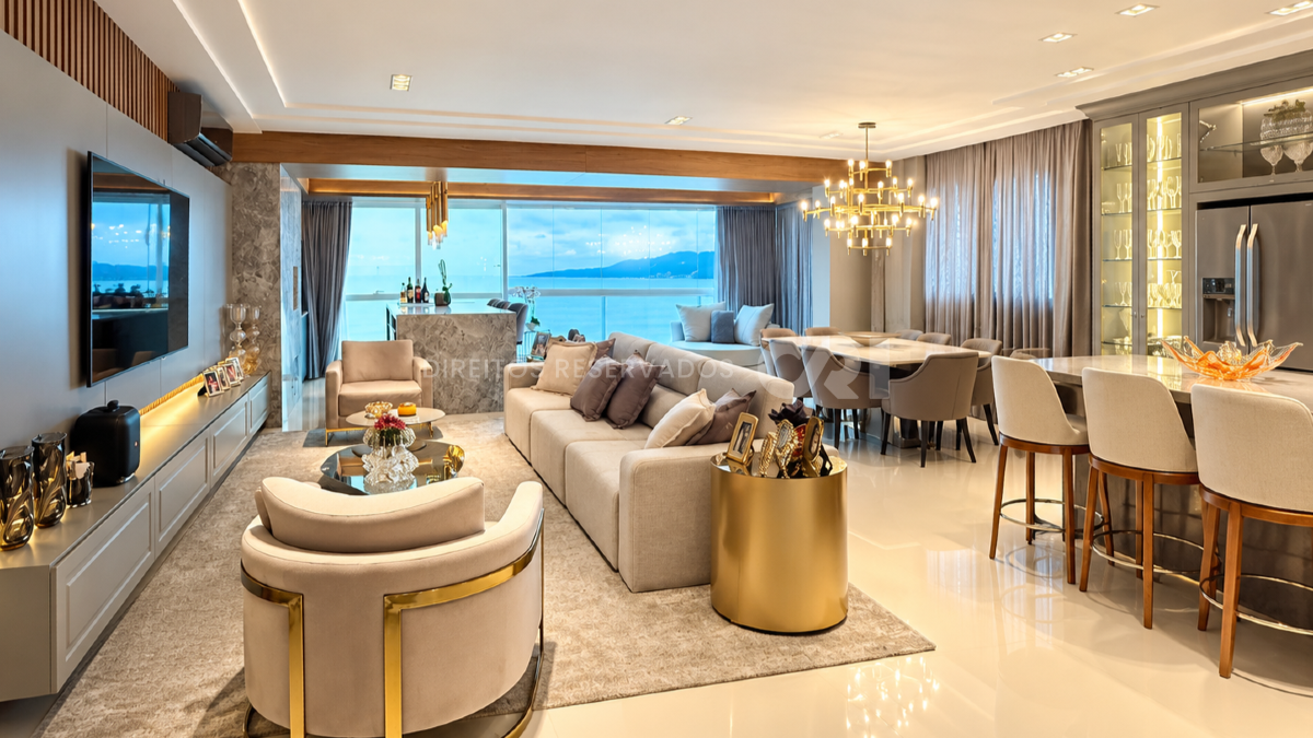 Apartamento Frente Mar Mobiliado com 4 Suítes no Sognare Residenziale, Meia Praia, Itapema
