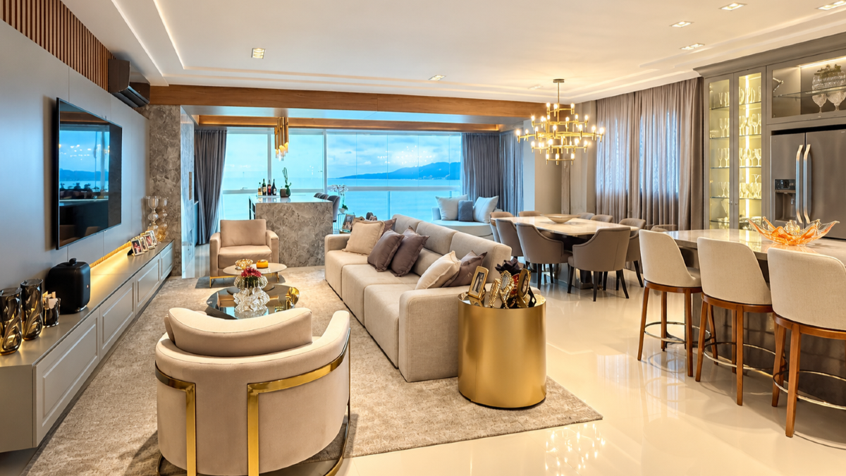 Apartamento Frente Mar Mobiliado com 4 Suítes no Sognare Residenziale, Meia Praia, Itapema