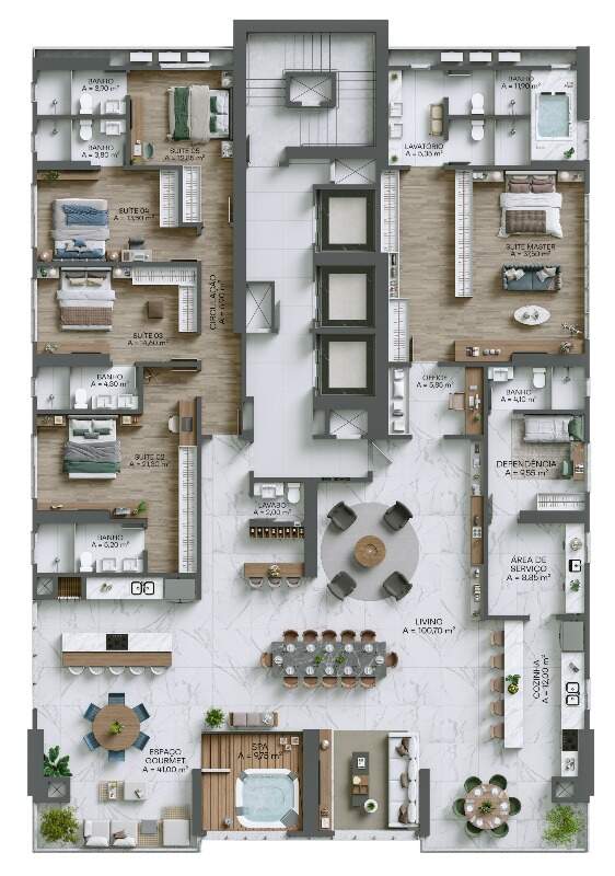Foto do imóvel Apartamento de 4 suítes no Villa Maiorca – 190m² em Meia Praia, Itapema