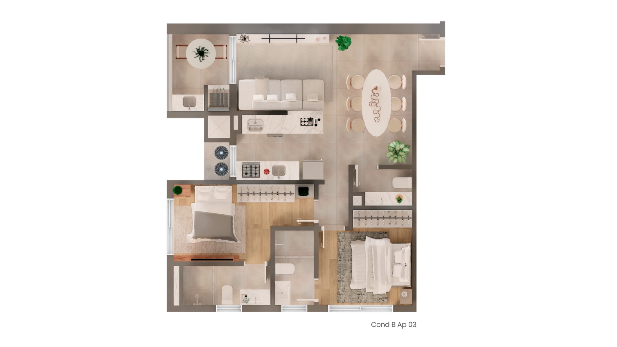 Apartamento à venda no Edifício Lagom Perequê com 02 Quartos sendo 02 Suítes em Porto Belo  - Planta