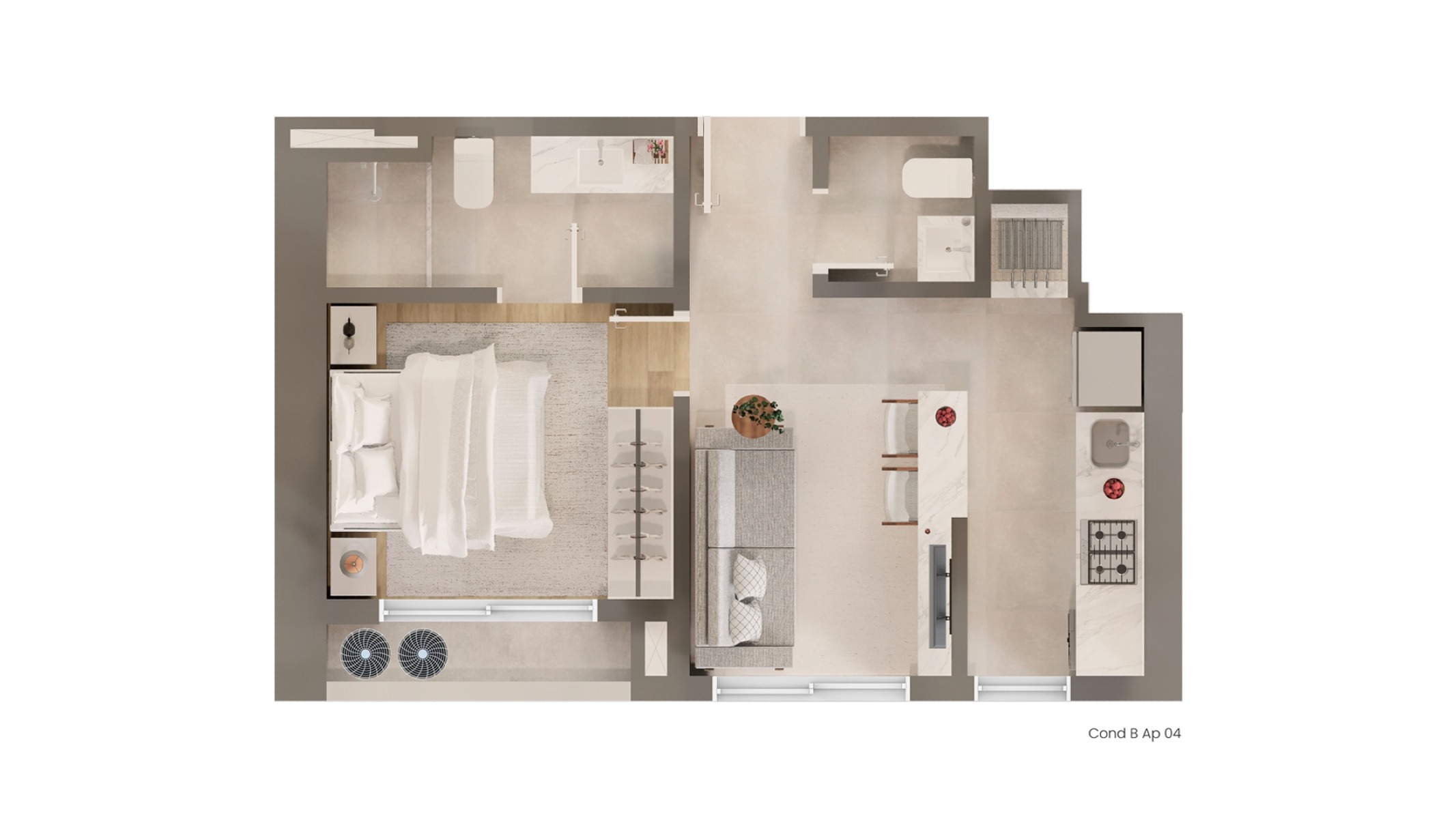 Apartamento no Lagom Perequê – 40m², 1 suíte em Porto Belo - Planta