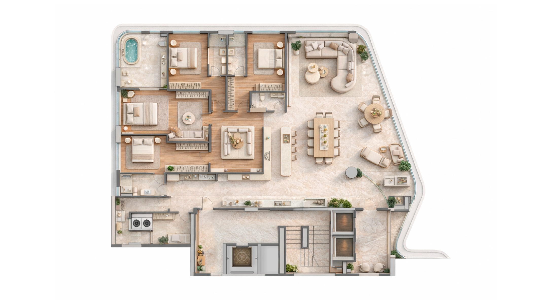 Atmosphere torre Dream com 334 m², quatro suítes e uma varanda que pede vinho. - Planta