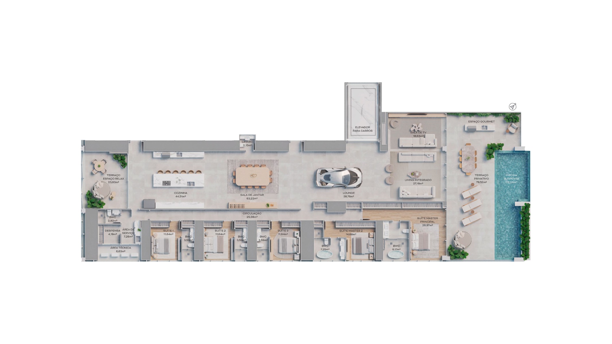 Senna Tower - Mansões Suspensas. Piscina em Balanço, Elevador para o Seu Carro e dois Terraços com Vista para o Mundo. - Planta