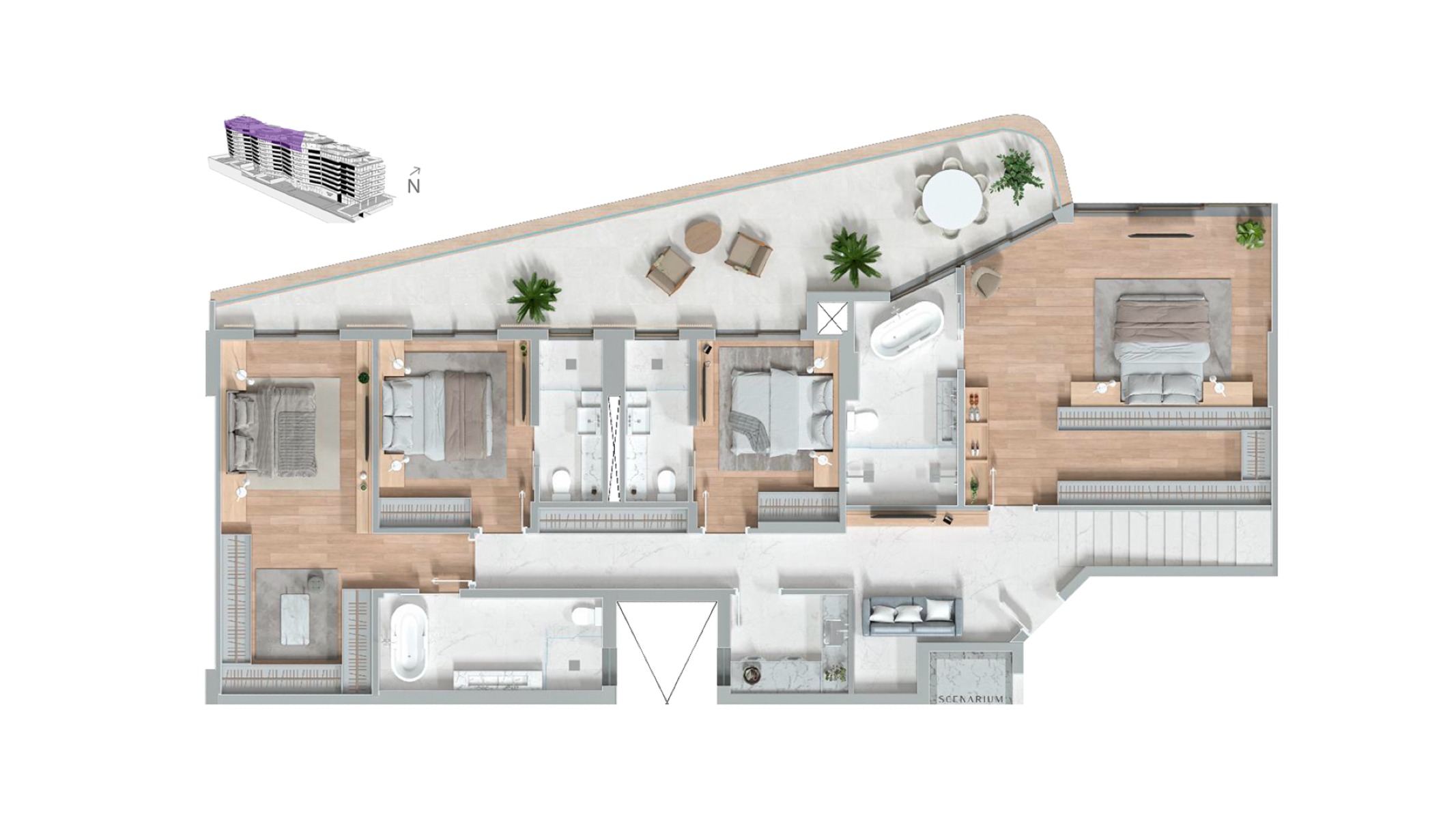 Cobertura Duplex no Scenarium Brava Norte – 4 Suítes Frente Mar na Praia Brava em Itajaí - Planta