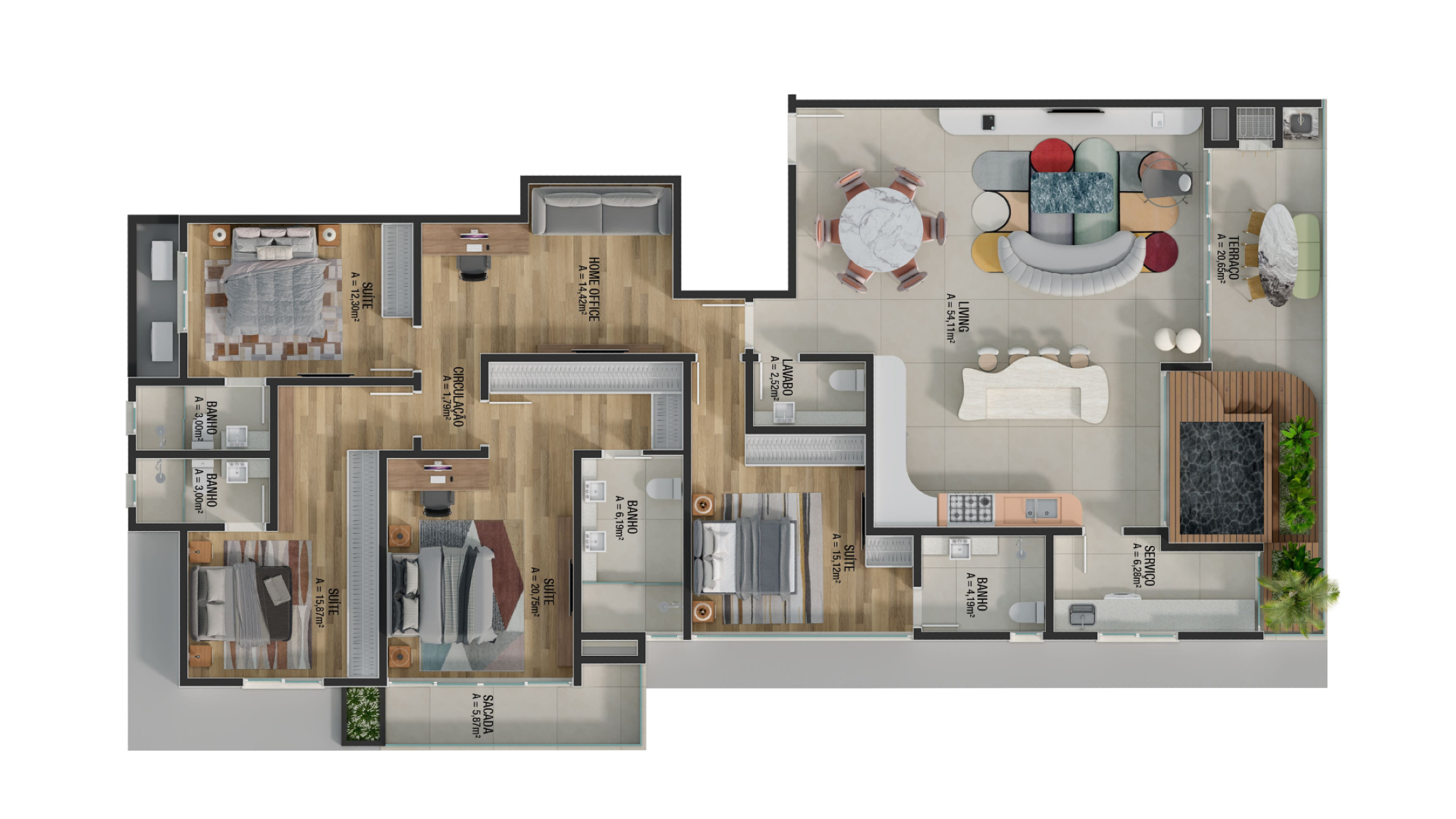 Apartamento 3 Suítes no Brava Ocean Home Club na Praia Brava em Itajaí - Planta