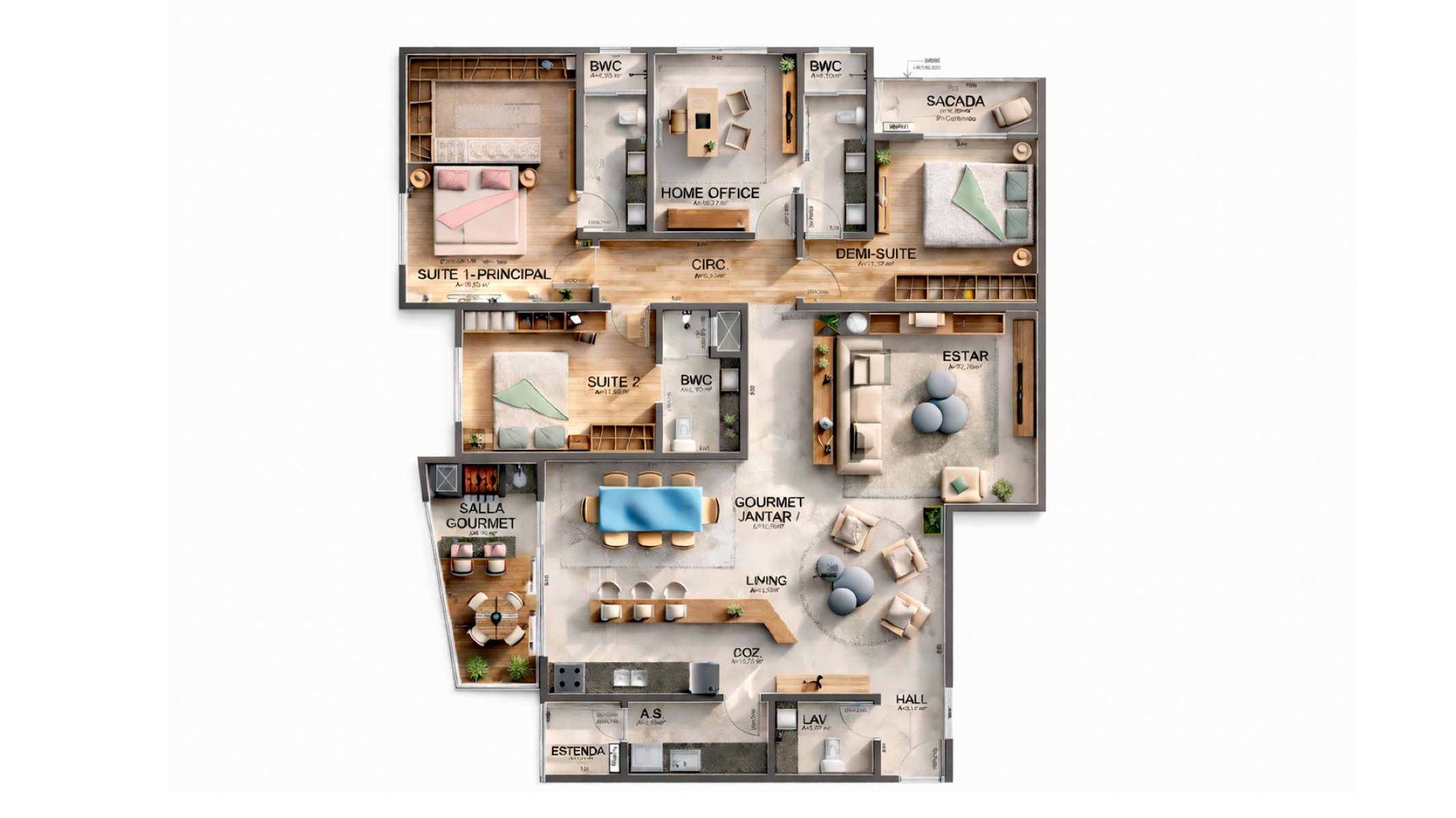 Apartamento com 4 suítes no Jardins da Brava na Praia Brava em Itajaí - Planta
