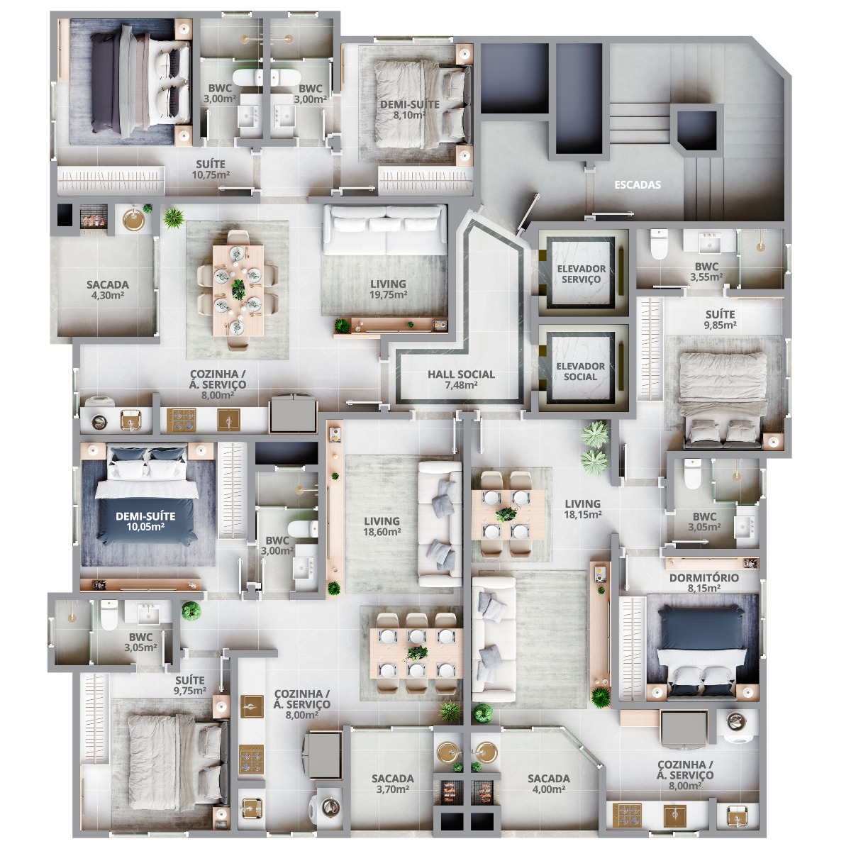 Apartamento com 2 dormitórios no Residencial Ilha de Maiorca no Morretes em Itapema - Planta