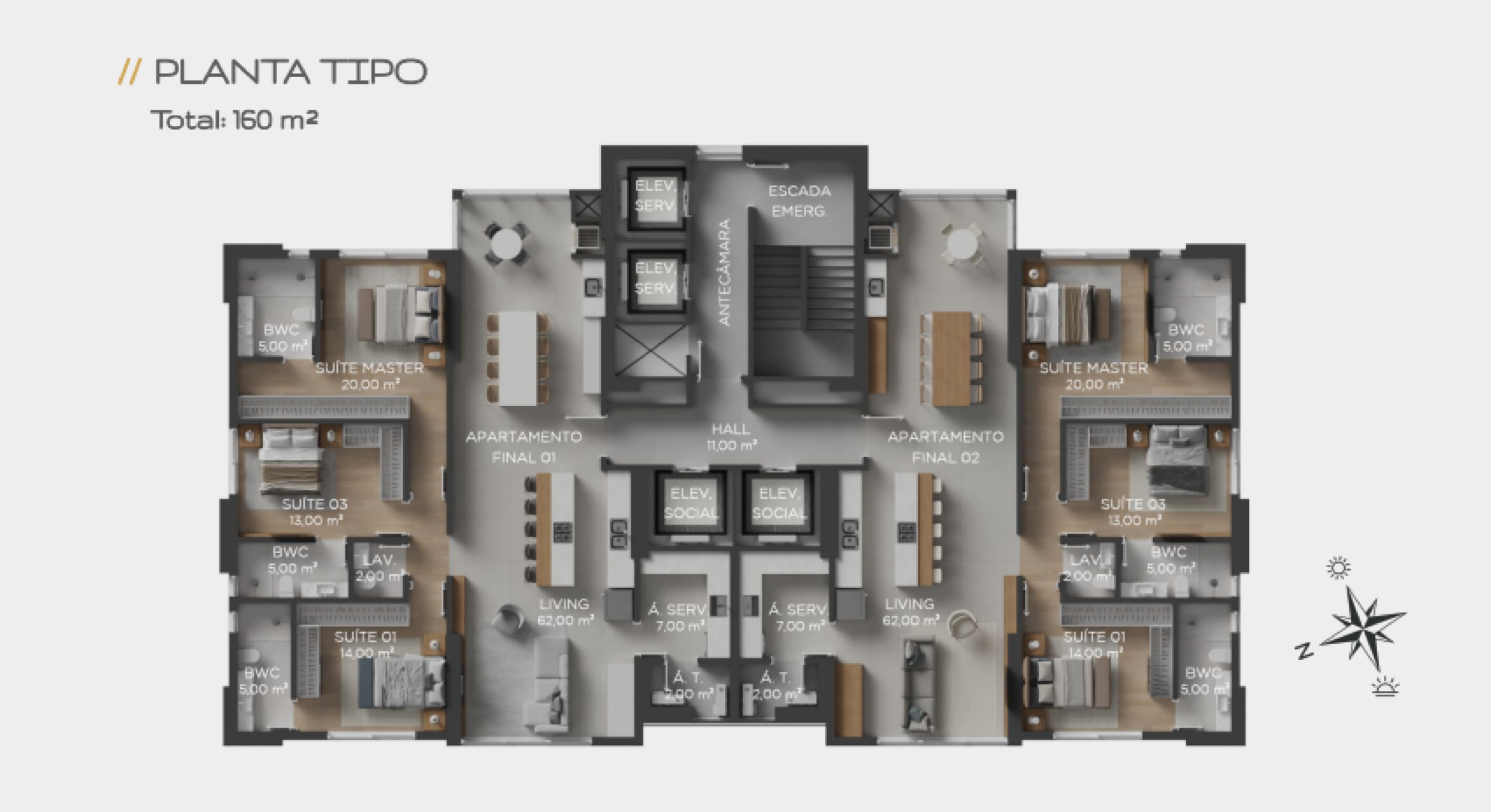 Apartamento com 03 suítes no Luminare Residencial no Centro em Balneário Camboriú - Planta