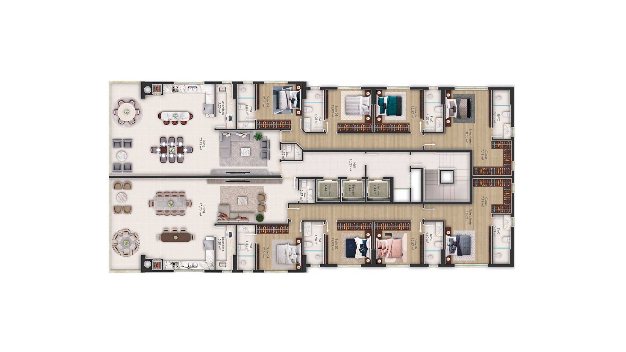 Apartamento à Venda 4 suítes no Shanghai Tower, Meia Praia – com 203m² em Itapema - Planta