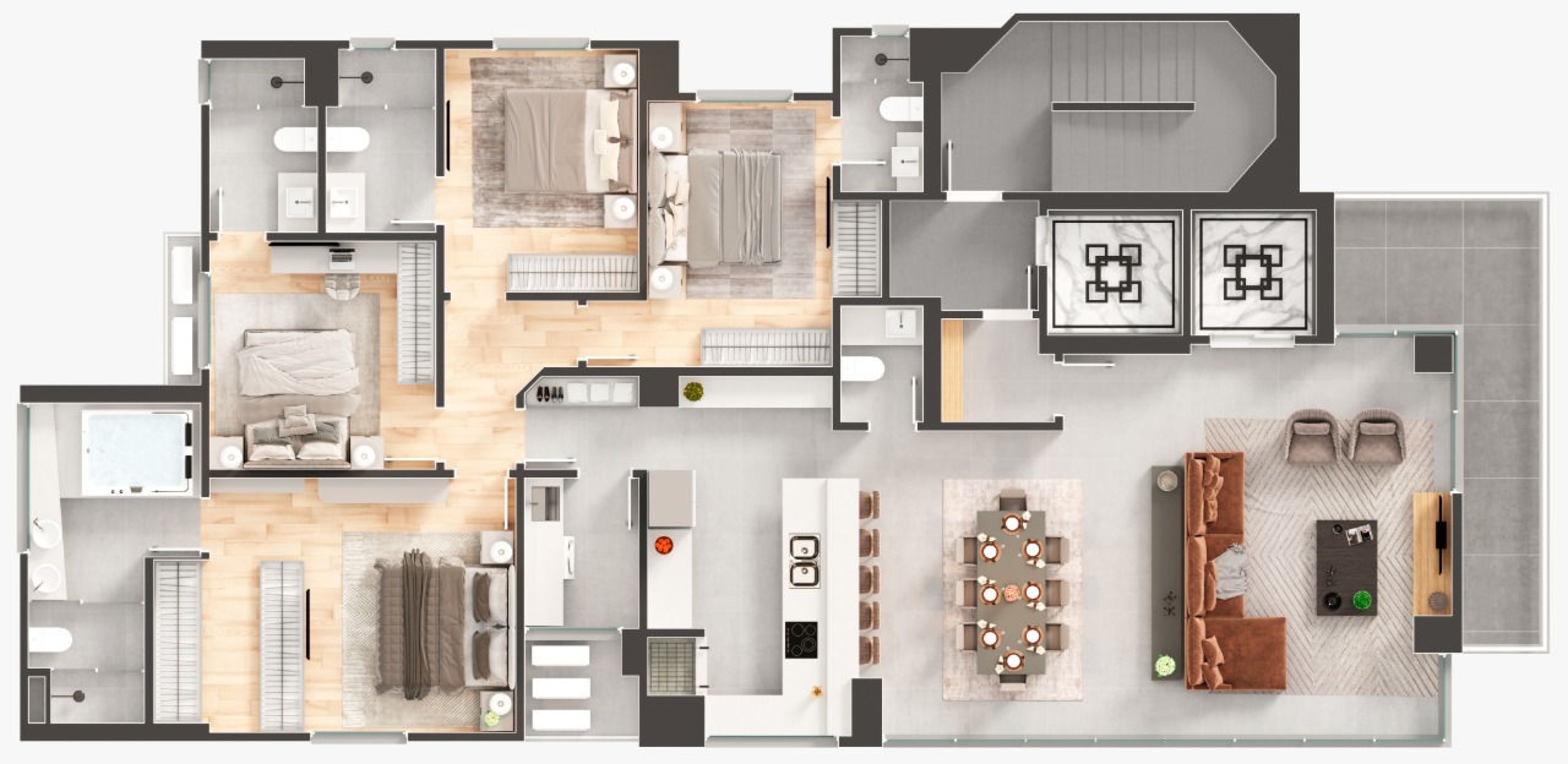 Apartamento com 4 suítes no Edifício Sparkling Wine Residence no Centro, Balneário Camboriú - Planta