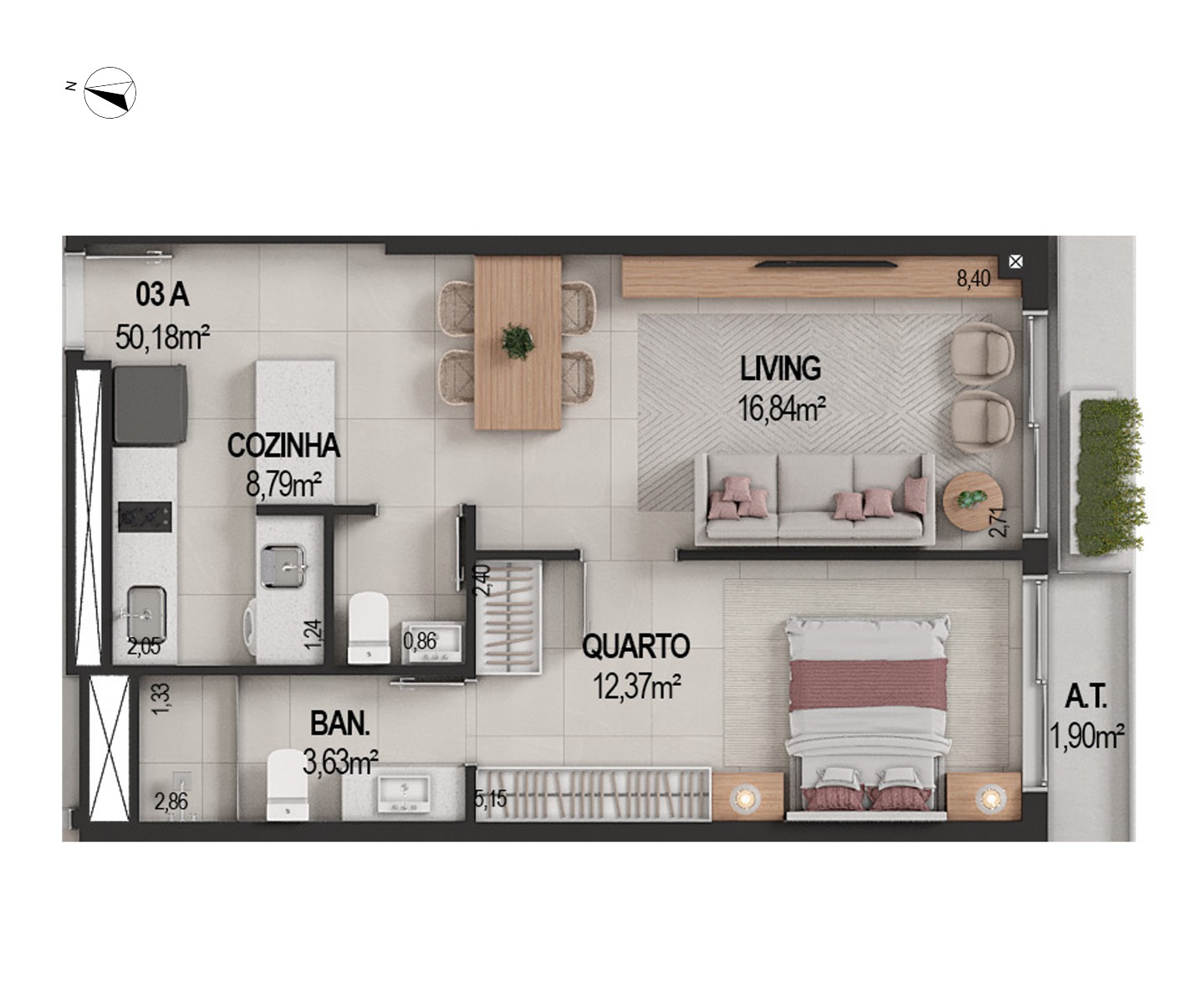 Apartamento com 2 Dormitórios no Edifício It's em Casa Branca, Itapema - Planta