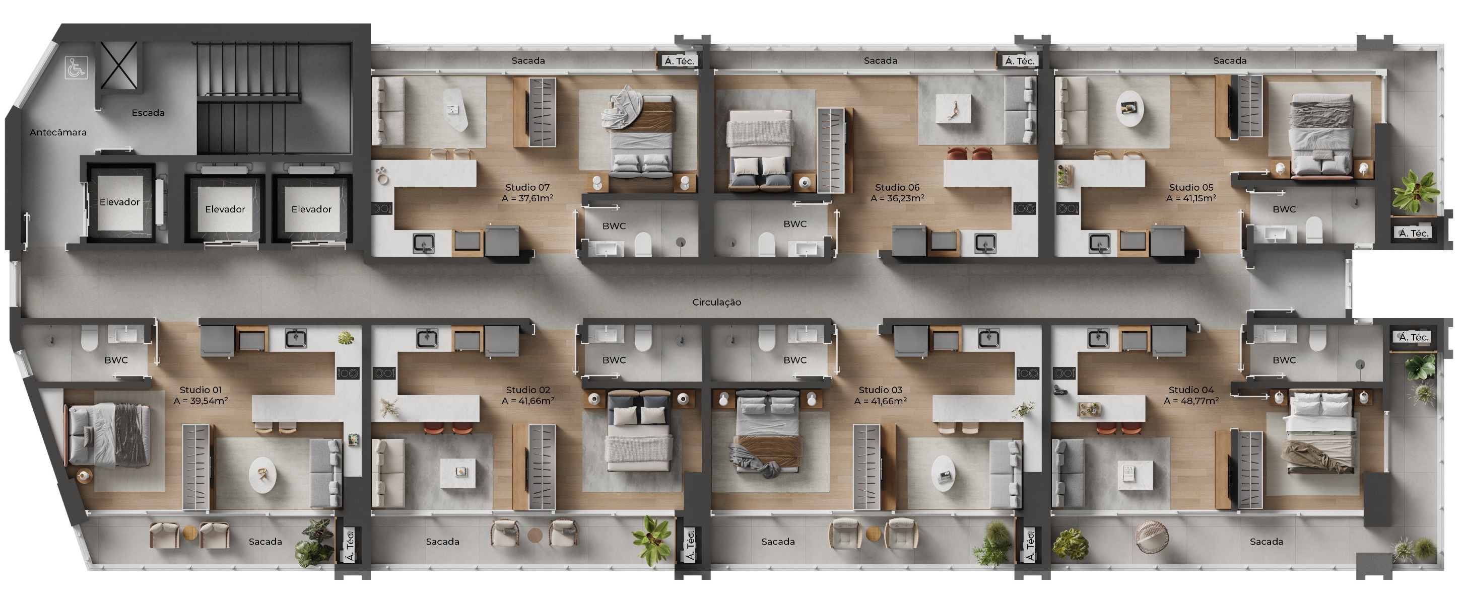 Apartamento com 1 dormitório no edifício NF Pulse Smart Living no Centro em Itajaí - Planta