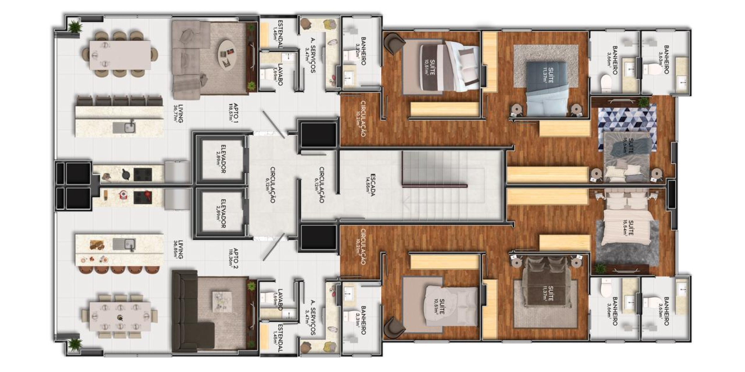 Apartamento com 3 suítes no Residencial Splendor na Meia Praia em Itapema - Planta