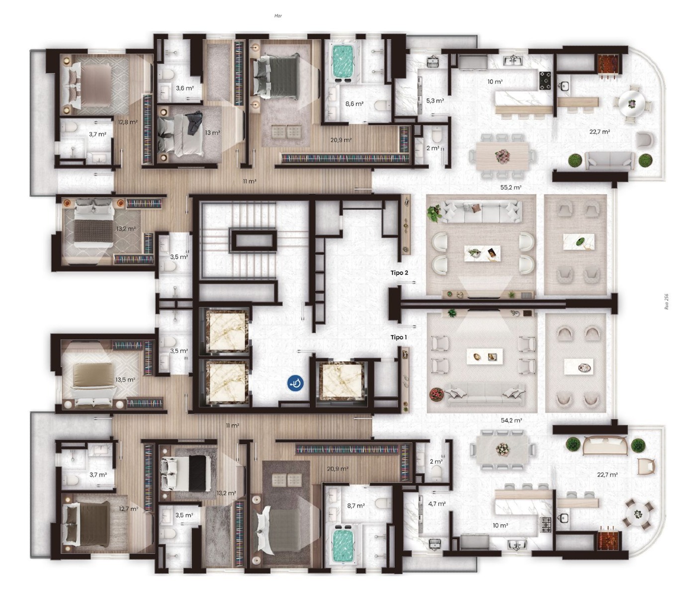 Penthouse com 4 suítes no edifício SalzBurgo na Meia Praia em Itapema - Planta