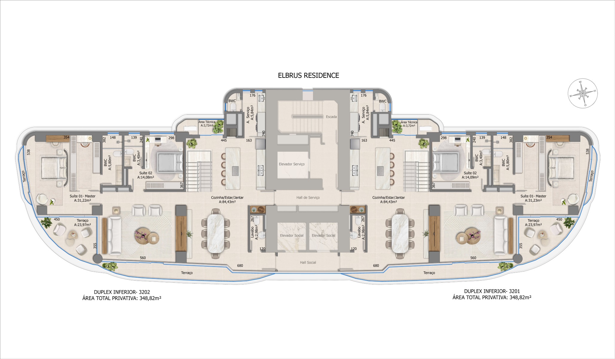 Apartamento com 4 Suítes no edifício Elbrus no Centro em Balneário Camboriú - Planta