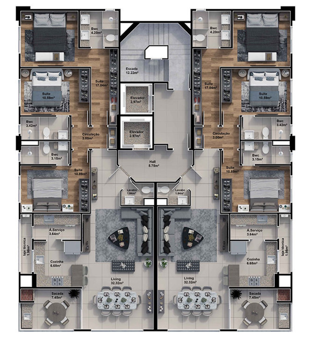 Apartamento na Planta com 3 suítes no Hannover no Centro em Balneário Camboriú - Planta
