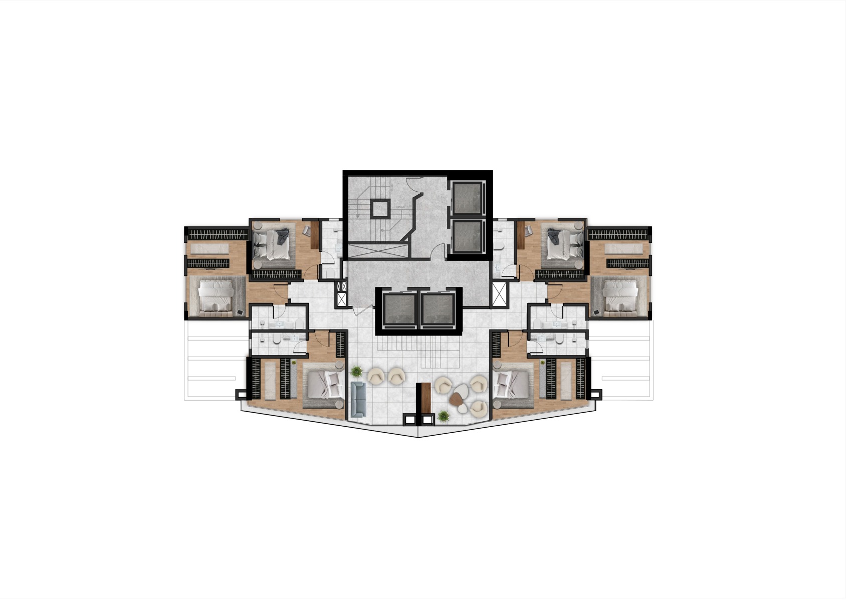 Apartamento na Planta com 4 Suítes no Marine Palace Residence no Centro em Balneário Camboriú - Planta