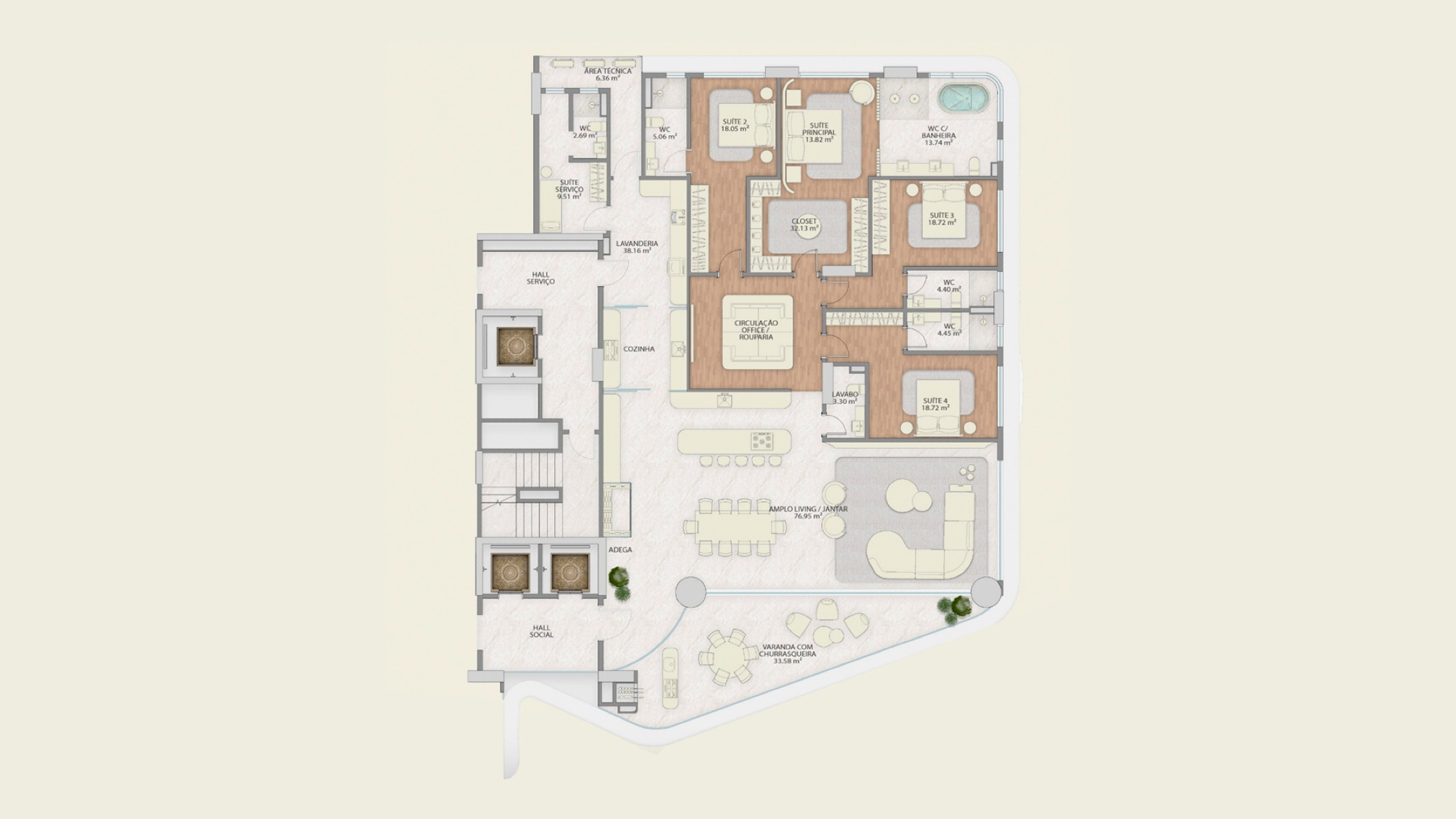 Apartamento com 3 Suítes no Atmosphere na Praia Brava em Itajaí - Planta