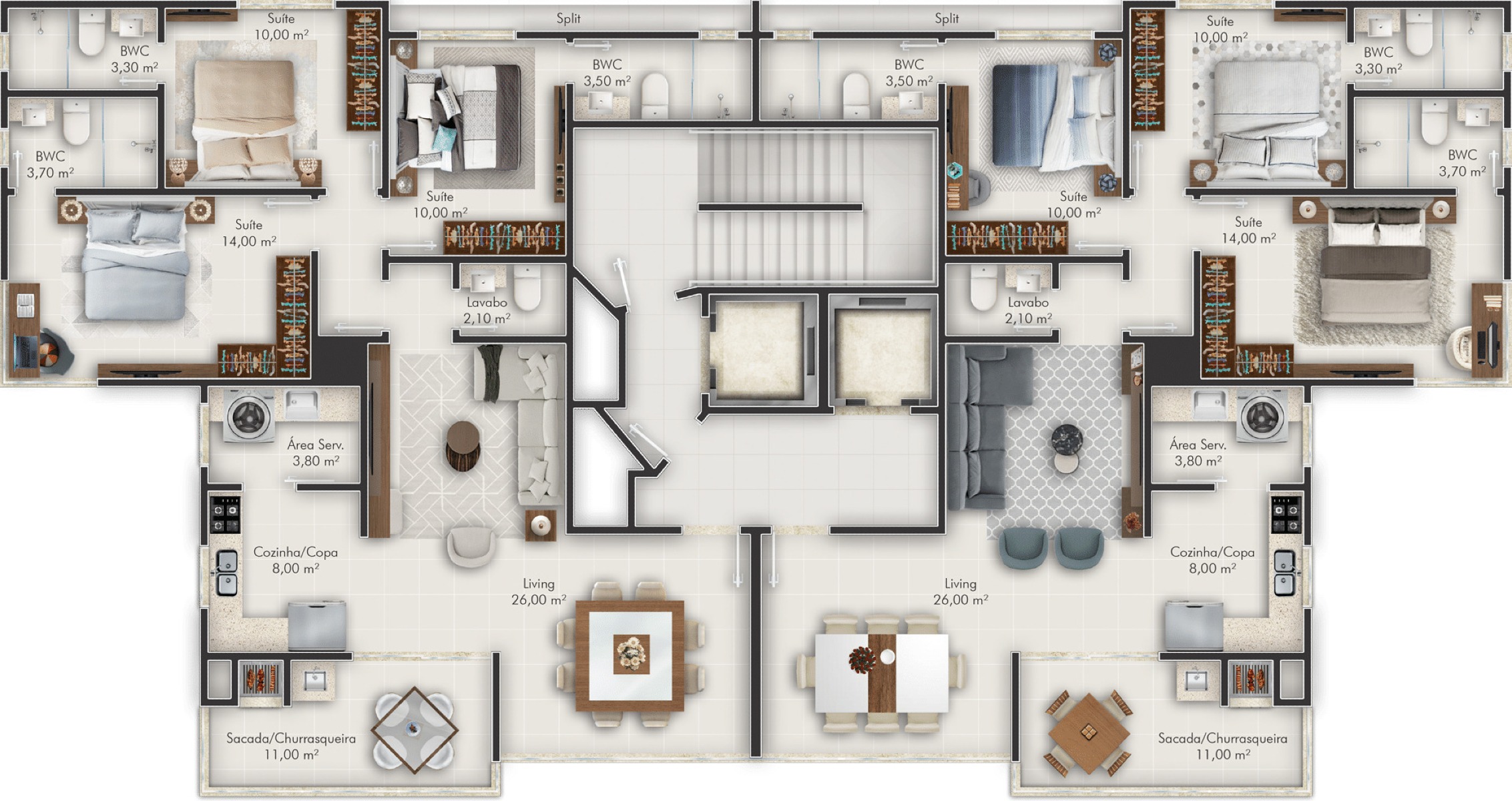 Apartamento com 4 suítes Villa Maiorca na Meia Praia em Itapema - Planta