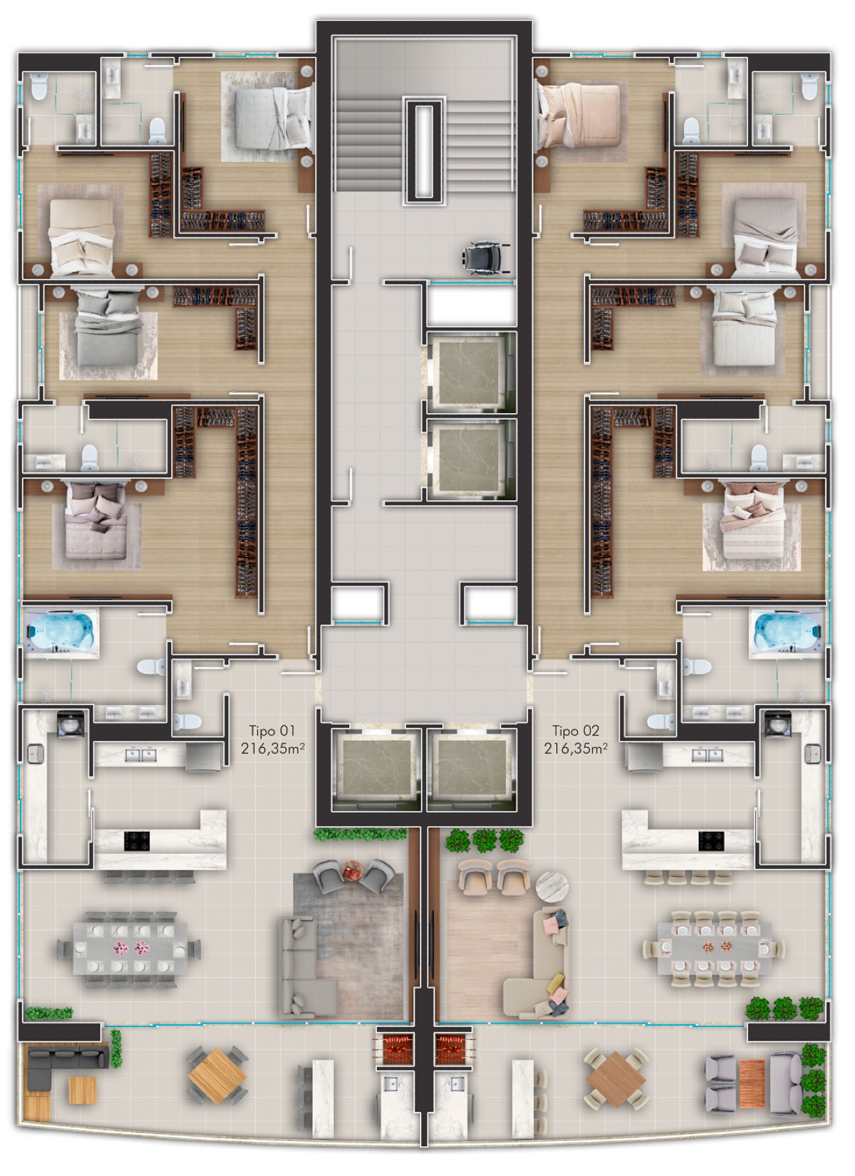 Apartamento com 4 suítes Principado de Mônaco no Centro em Itapema - Planta