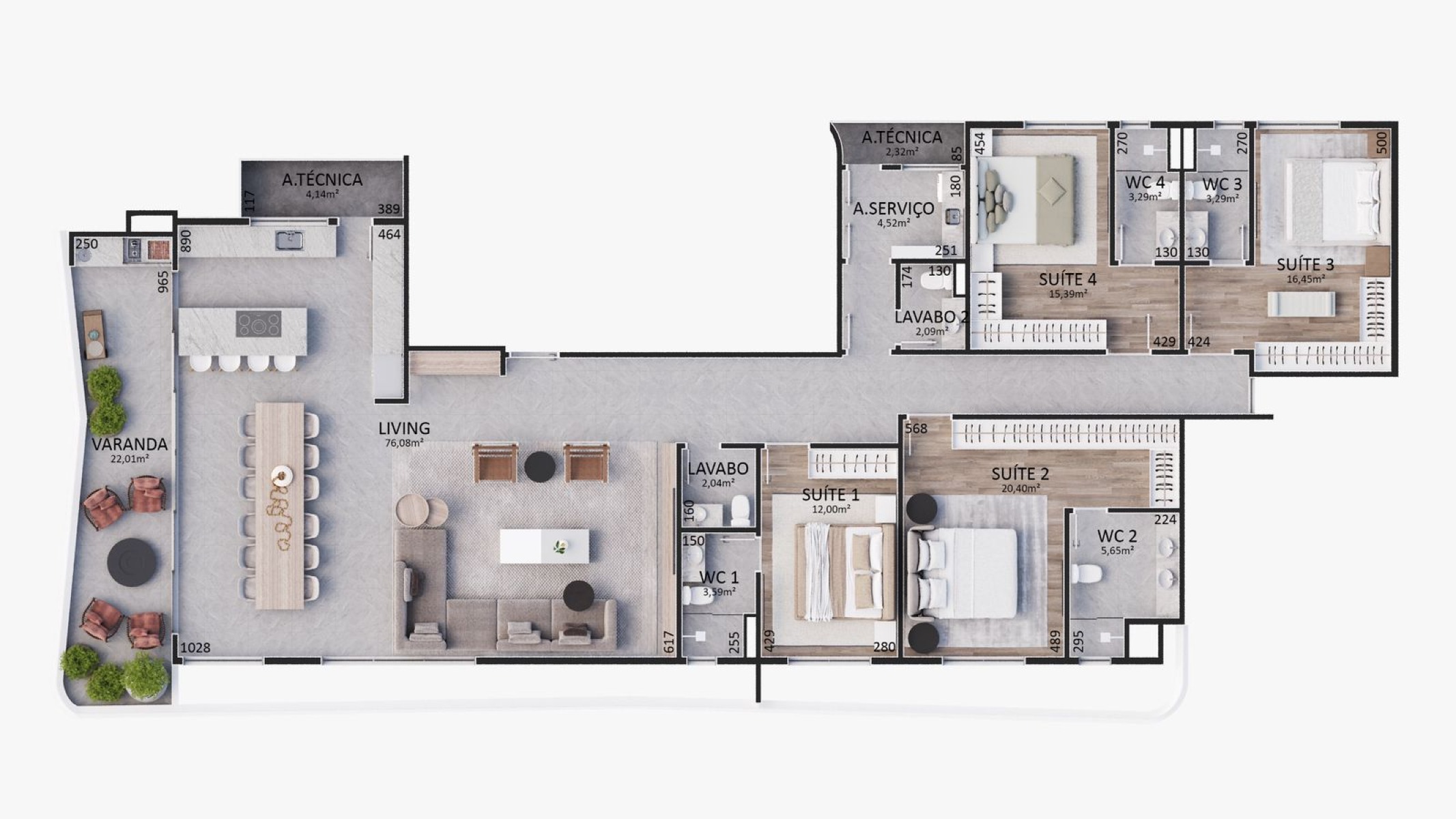Apartamento com 4 suítes no Chelsea 922 Art Residence no bairro Fazenda em Itajaí - Planta