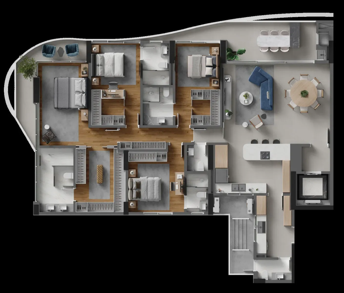 Apartamento 4 suítes no Edifício Skyline no bairro Fazenda em Itajaí - Planta