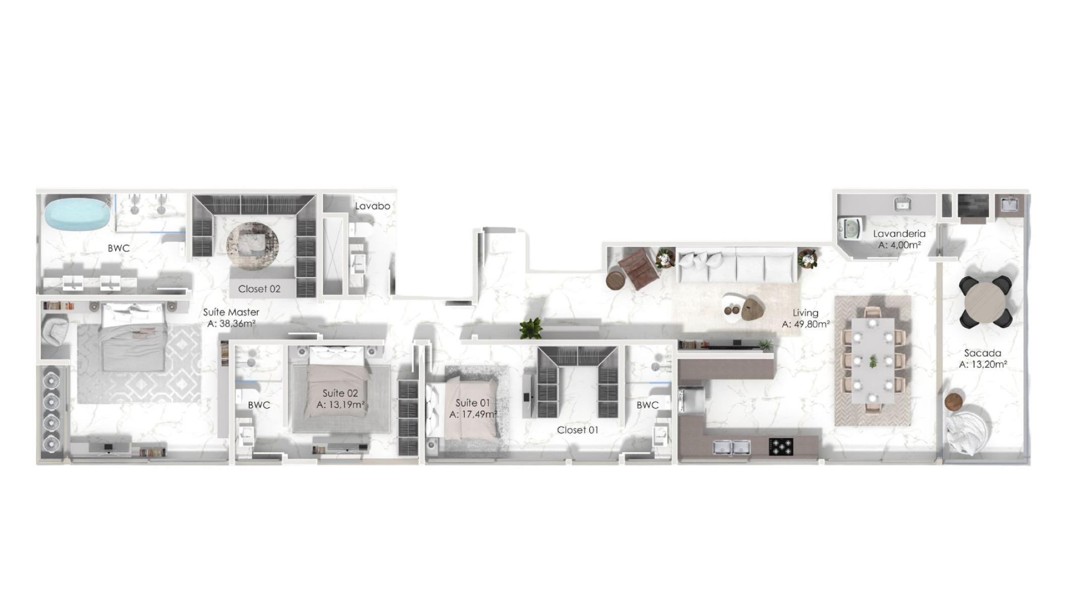 Apartamento com 3 suítes no Brava Lux Residence na Praia Brava em Itajaí - Planta