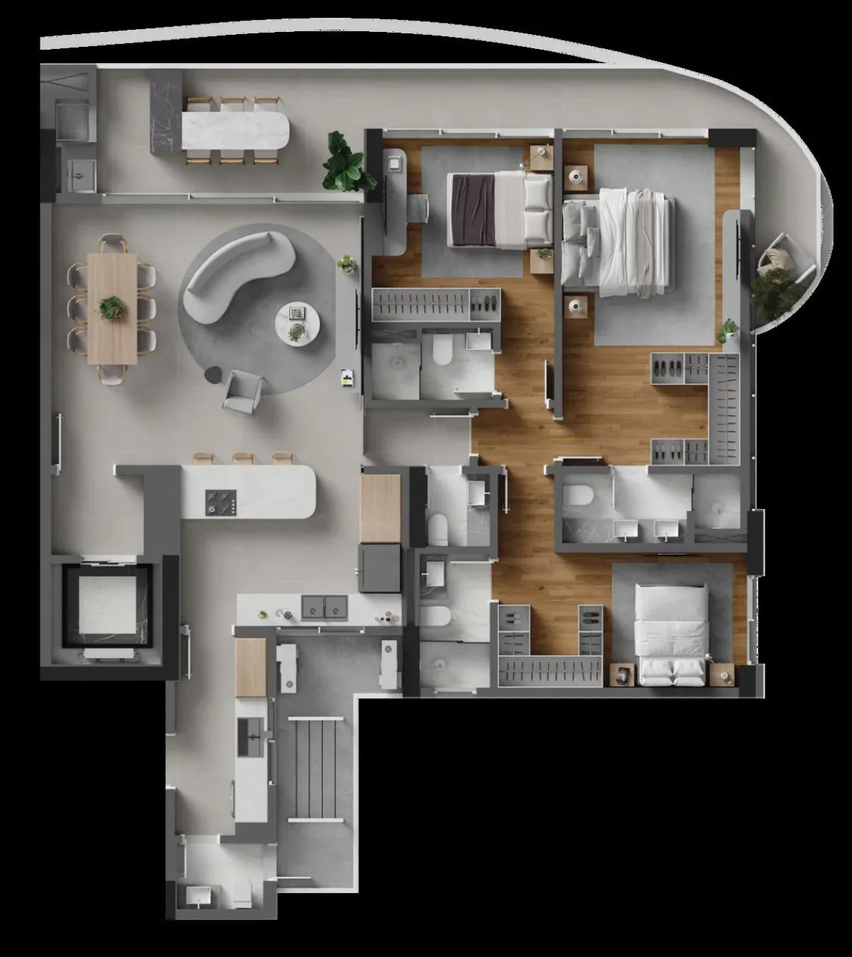 Apartamento 4 suítes no Edifício Skyline no bairro Fazenda, Itajaí - Planta
