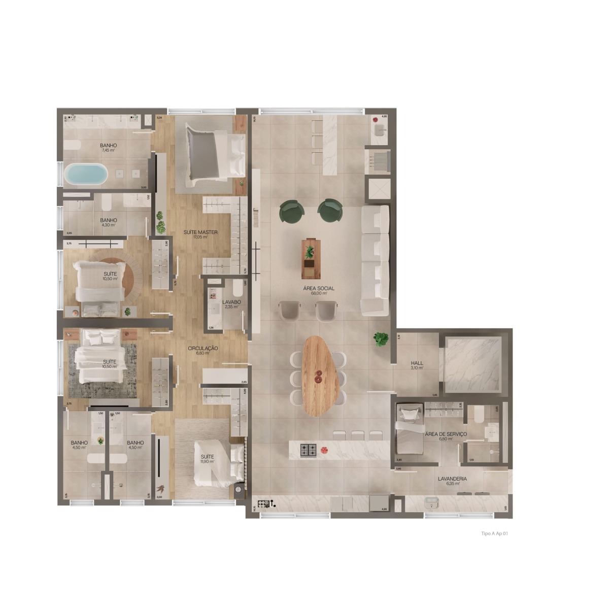 Apartamento no Lagom Perequê, com 3 suítes e 3 vagas em Porto Belo - Planta