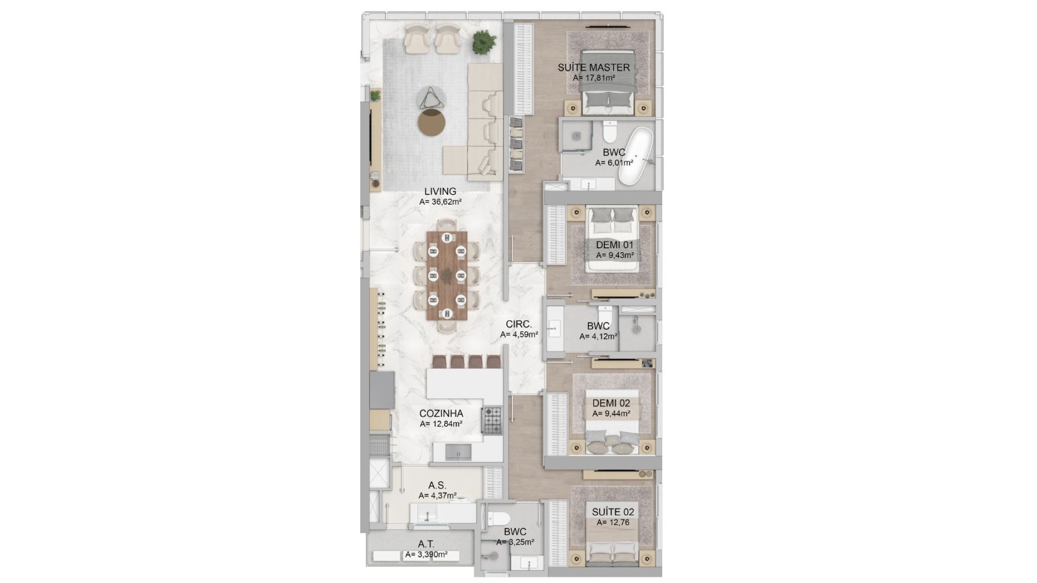 Apartamento 4 suítes no Iconic Tower no Centro em Balneário Camboriú - Planta