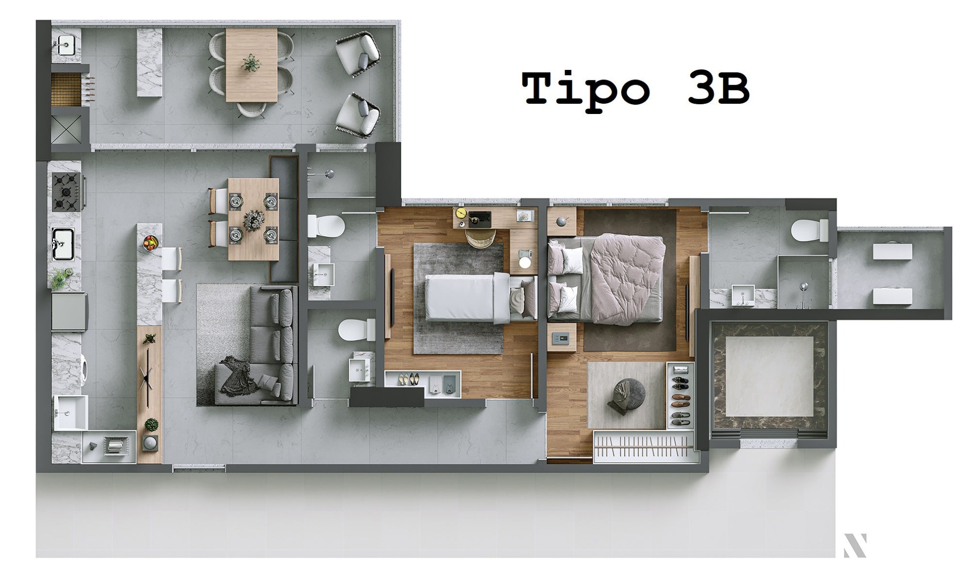 Apartamento com 2 suítes no Edifício Torres da Brava na Praia Brava em Itajaí - Planta