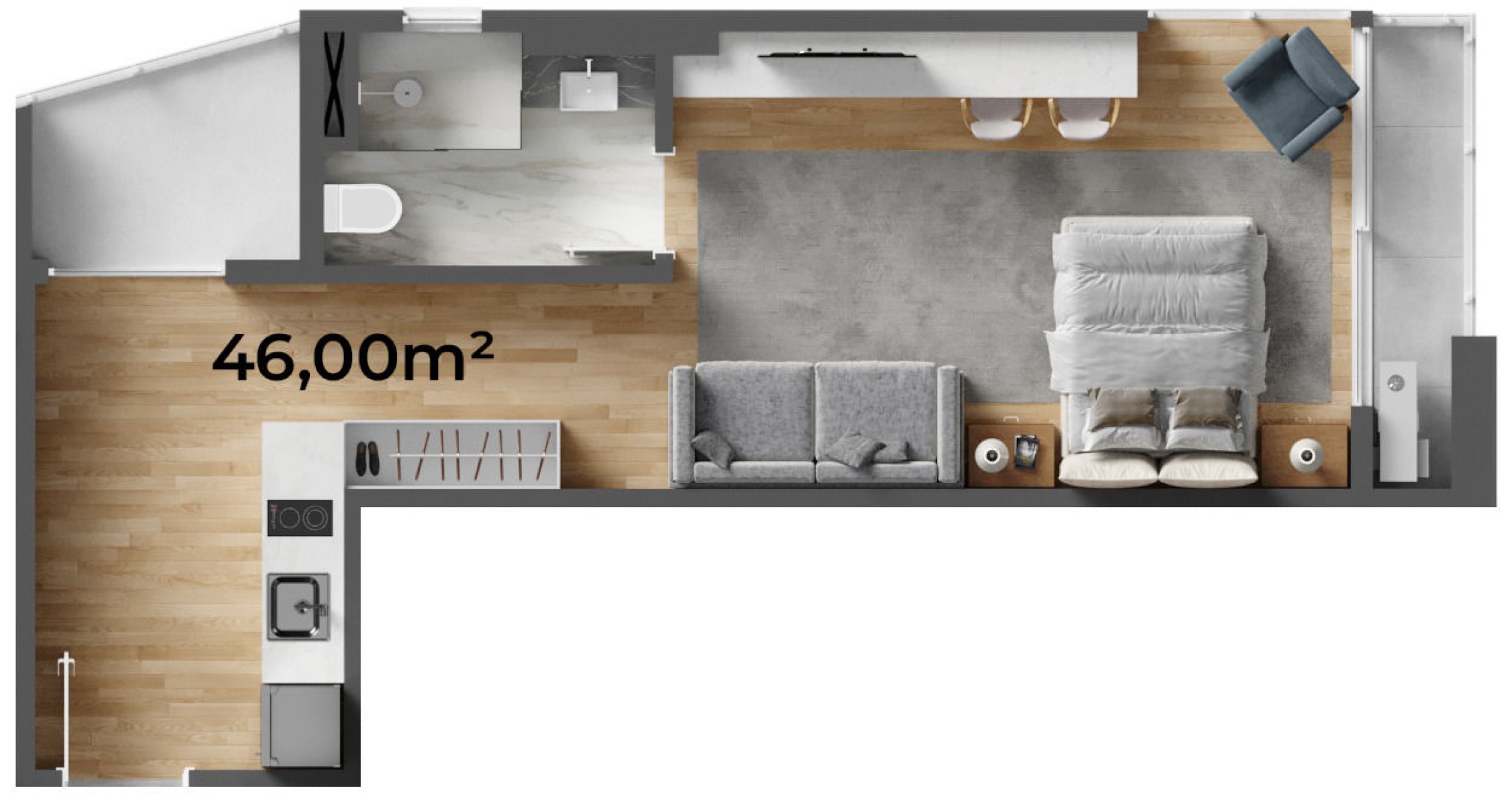 Apartamento com 1 suíte no Edifício Downtown no Centro em Itajaí - Planta