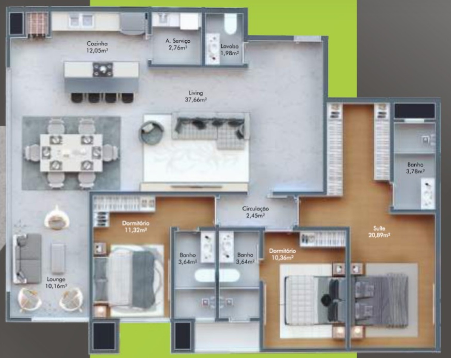  Apartamento com 3 suítes no Residencial Le Mans em Balneário Perequê, Porto Belo - Planta