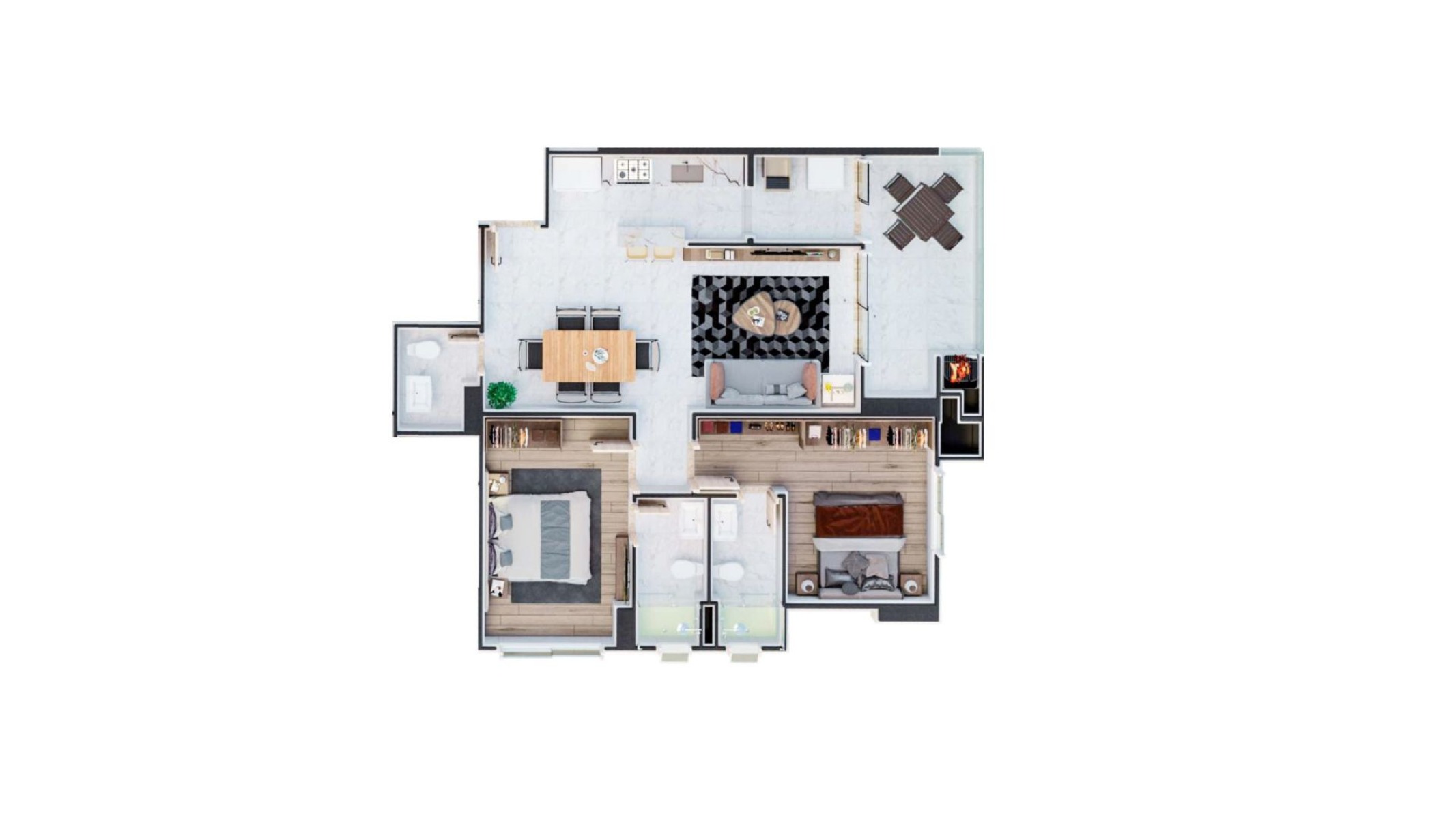 Apartamento 2 suítes Reserva do Arvoredo no Jardim Dourado Porto Belo - Planta