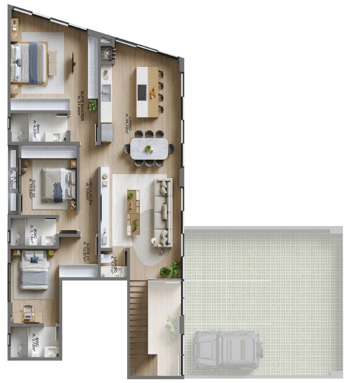 Apartamento garden com 3 suítes no Edifício Sailor's Bay em Cabeçudas Itajaí - Planta