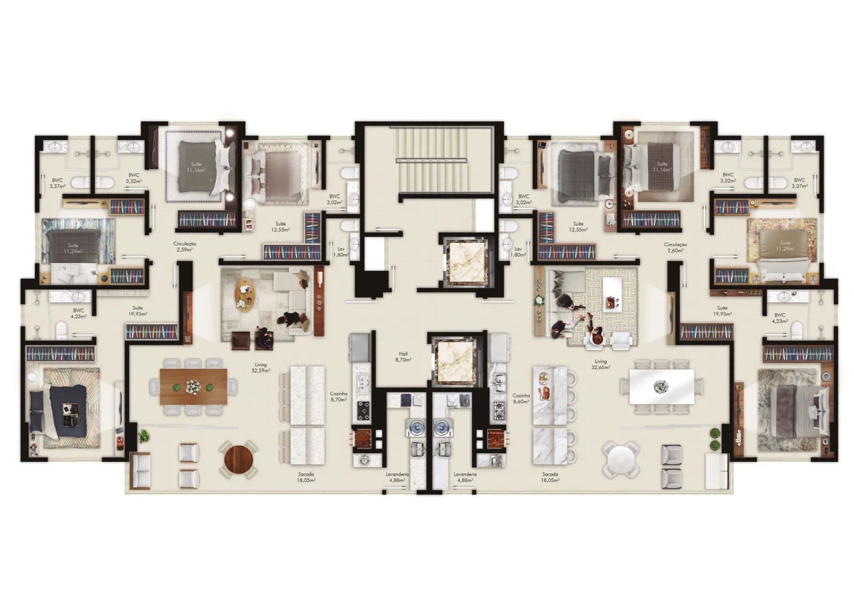 Apartamento com 4 suítes no Edifício Montreux no Centro em Itapema - Planta