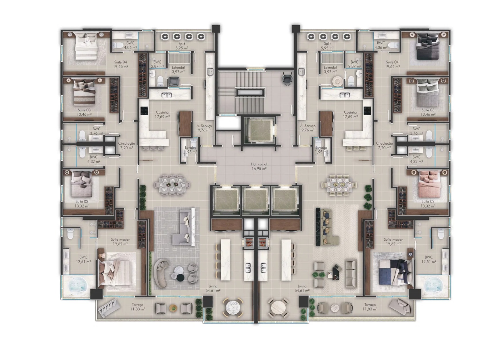 Apartamento com 4 suítes no Magna Tower no Centro em Itapema - Planta