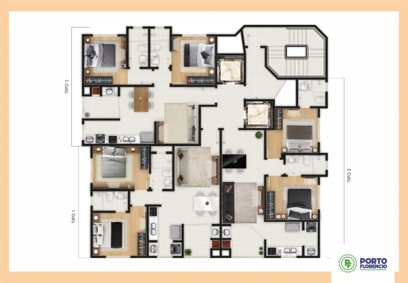 Apartamento com 2 dormitórios no Edifício Potenza Residenziale no Morretes em Itapema - Planta