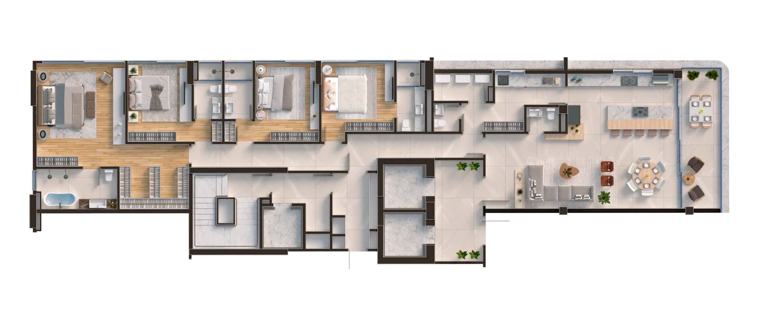 Apartamento com 4 suítes no Edifício Edify One na Meia Praia em Itapema - Planta