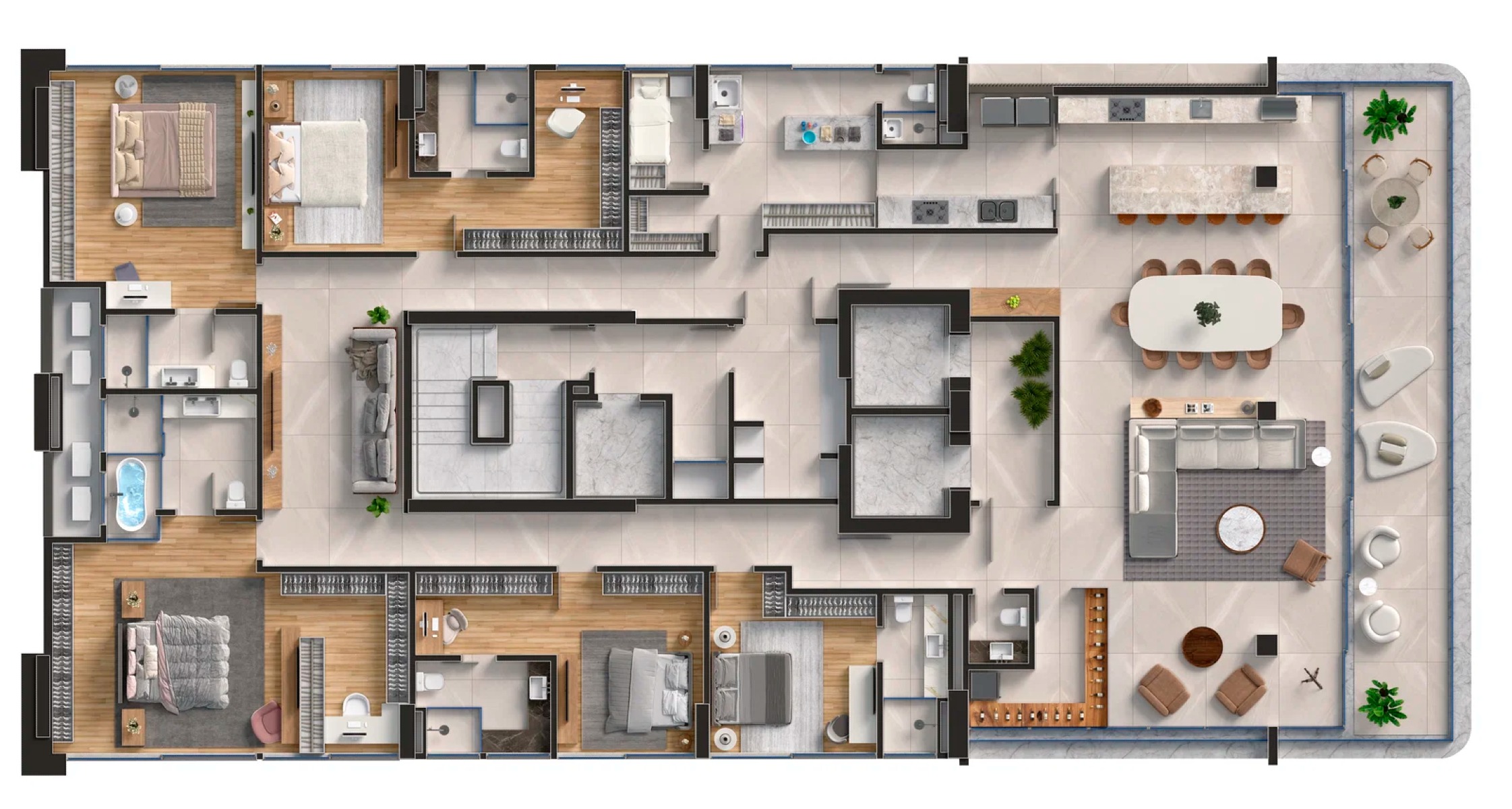 Penthouse com 5 suítes no Edifício Edify One na Meia Praia em Itapema - Planta
