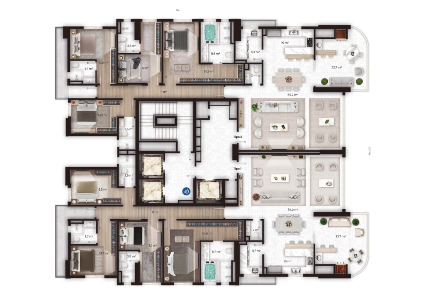 Apartamento com 4 suítes no Edifício Salzburgo na Meia Praia, Itapema - Planta